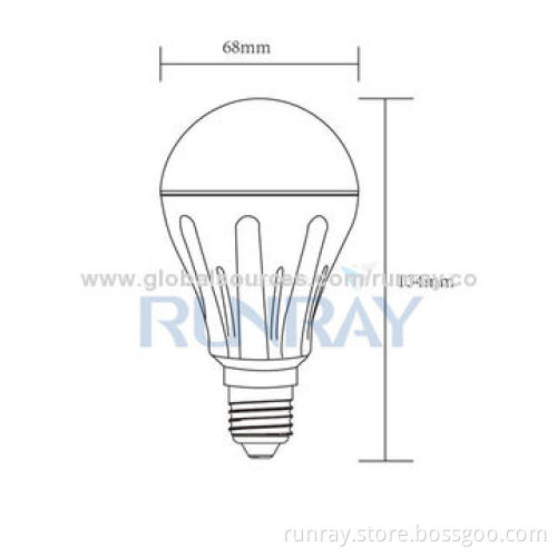 Dimmable 9W LED Bulb, 85-265V AC Voltage, 18 Pieces of 5730 SMD LED, 80-100lm/W Luminous Efficiency